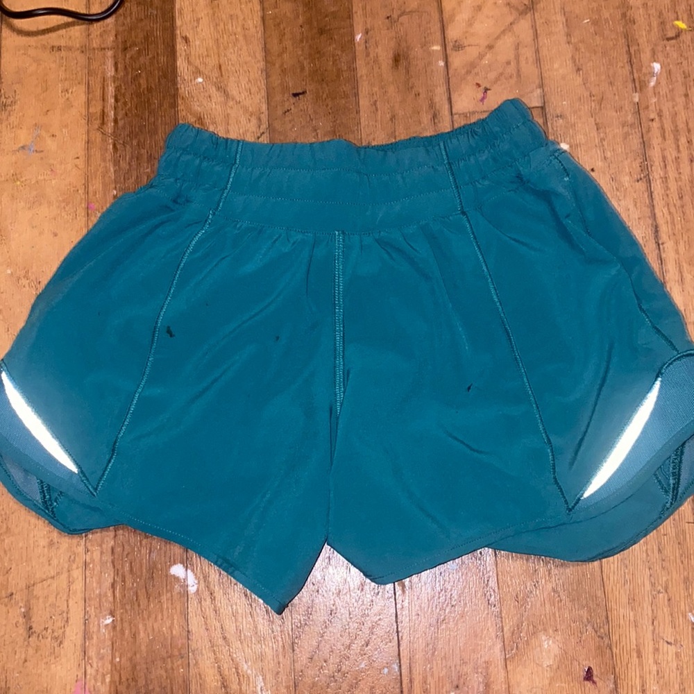 teal lululemon shorts